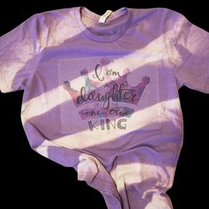 Bella Canvas Purple, bleached. I am a daughter of the one true King